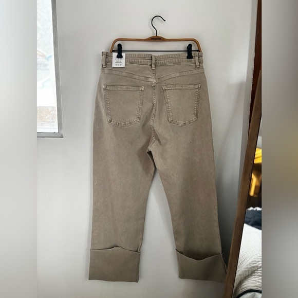 ZARA | BNWT turn up wide leg crop in stone | size 12 - Picture 5 of 5